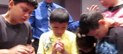 The children getting filled with God's Spirit.