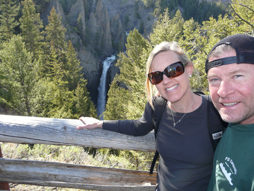 Enjoying the Waterfall in Yellowstone Canyon